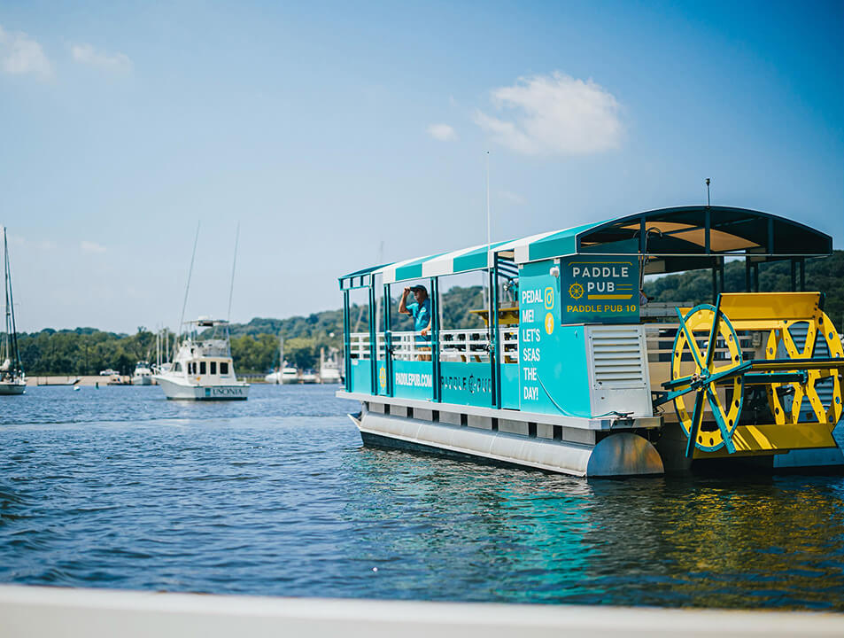 Paddle Pub boat on the water